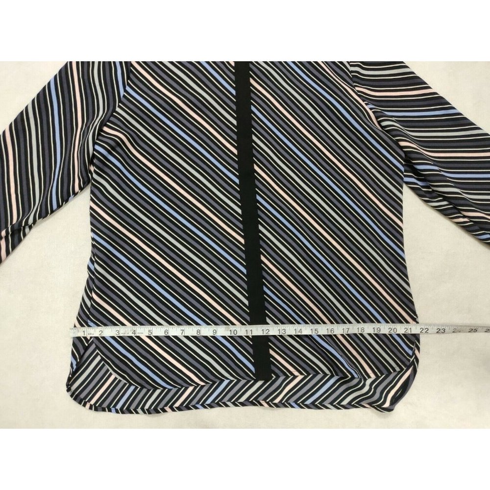 Anne Klein Womens Blouse L Milano Striped - Picture 6 of 11